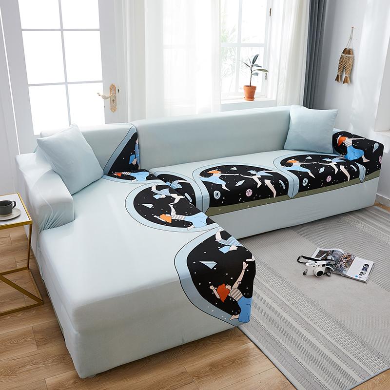 Floral Sofa Cover for Living Room Elastic Stretch Sectional Corner Couch Cover Sofa Towel Slipcovers L Shape needs to buy 2pcs