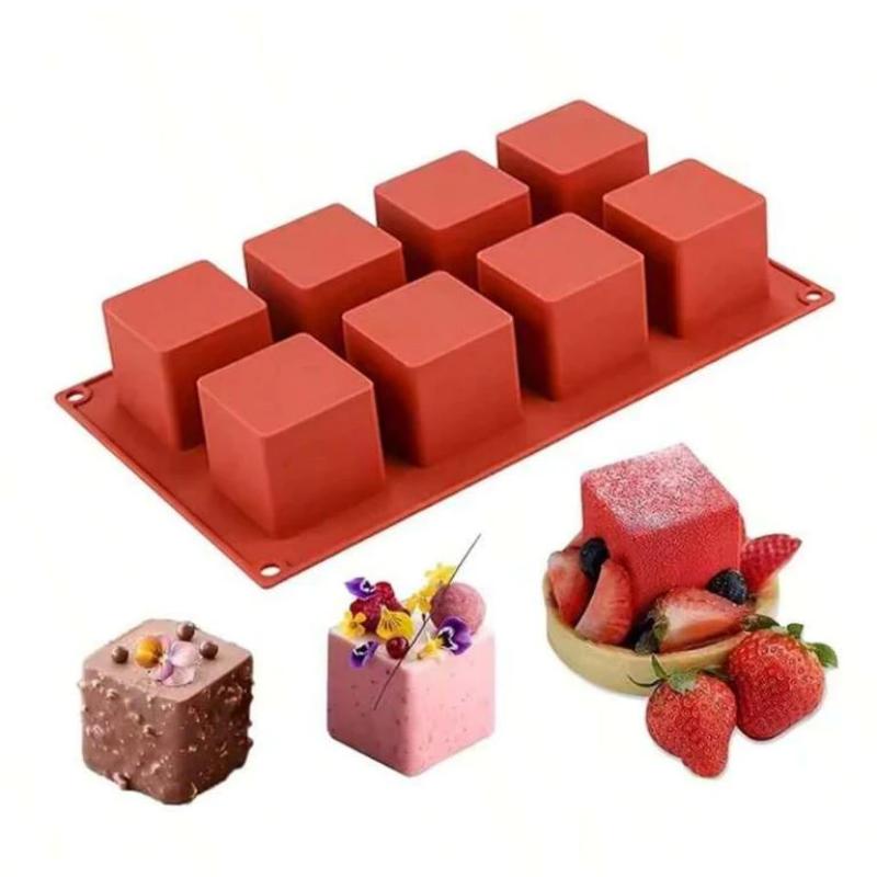 8 cavity square mousse cake mould for baking cubes french dessert mould chocolate brownie candle soap making kitchen accessories