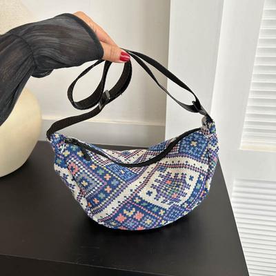 National Style Large Capacity 2025 New Trend Fashion Bag Canvas Dumpling Casual Shoulder Oblique Span Bag