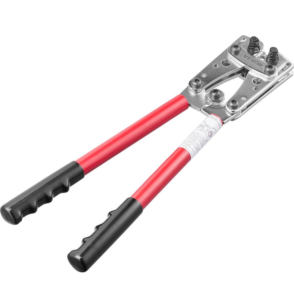 Battery Cable Lug Crimping Tool, 10-1/0AWG with Cable Cutter and 95PCS Copper Ring Terminals, 6 Wire Sizes Crimping Die and 100pcs Heat Shrink Tubes,