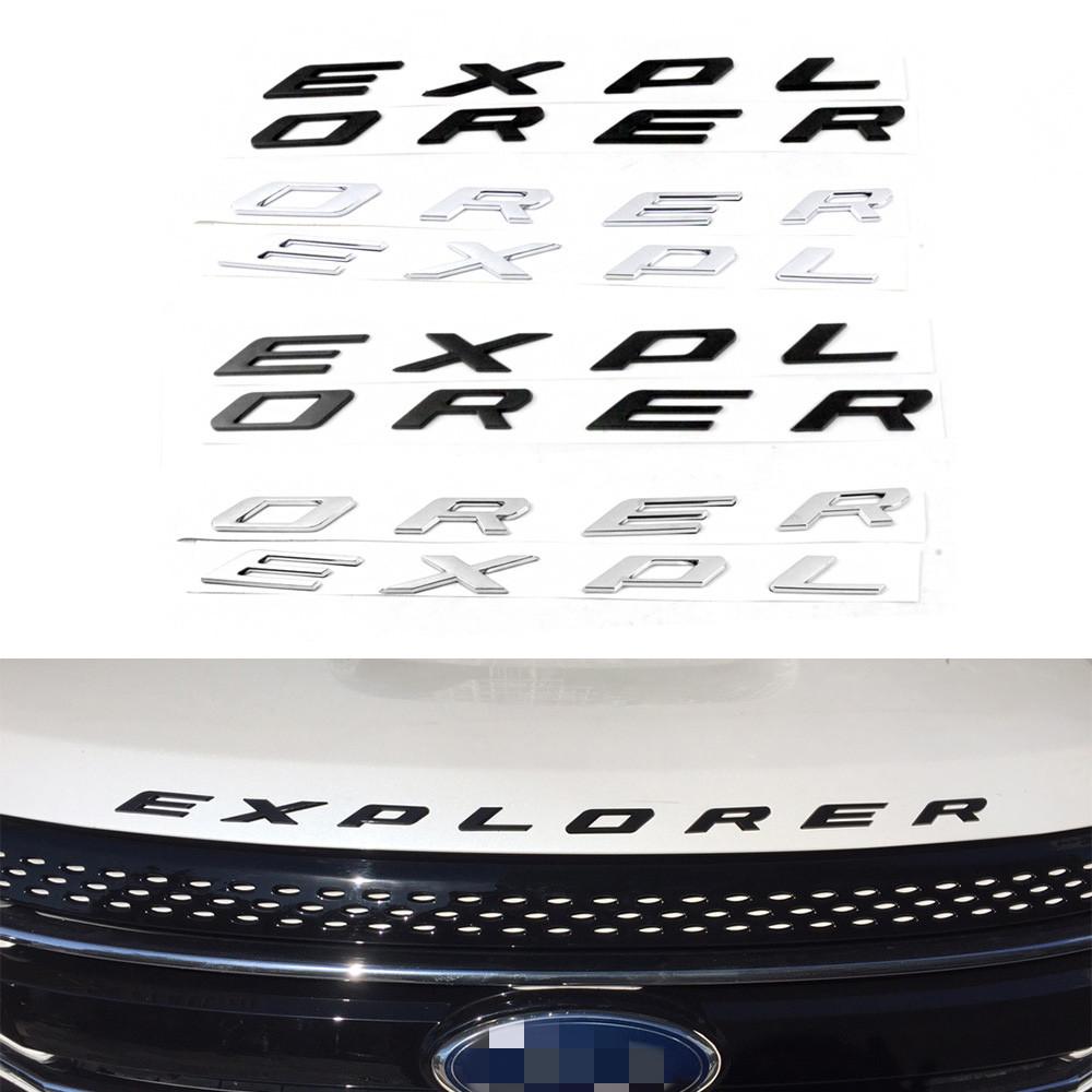 AHYU6 1pc 3D EXPLORER Letter Hood Head Front Sticker Emblem Badge Car Decal for 2011-2020 Ford Explorer Accessories