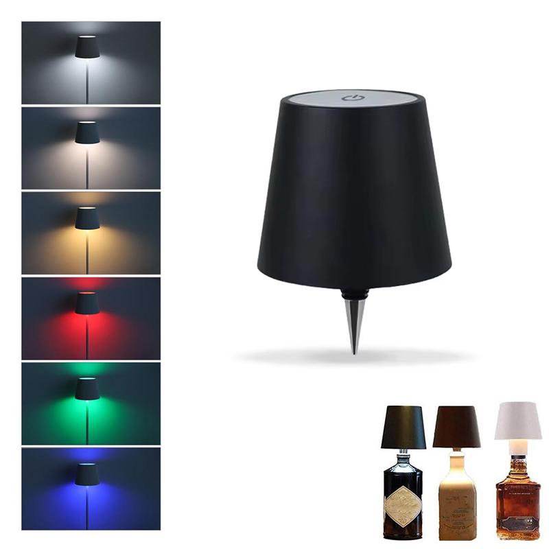 3PCS USB Charge Wireless Wine Bottle Lamp Portable Touch Table Lamp Touch Control of 3 Colors+RGB and Stepless Dimming Night Lamp For Bar Party Decor