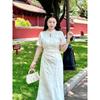 Encounter the New Plus-Size Chinese-Style Engagement Improved Qipao Dress for Women, Designed for the Summer, with a Retro and Elegant Vibe
