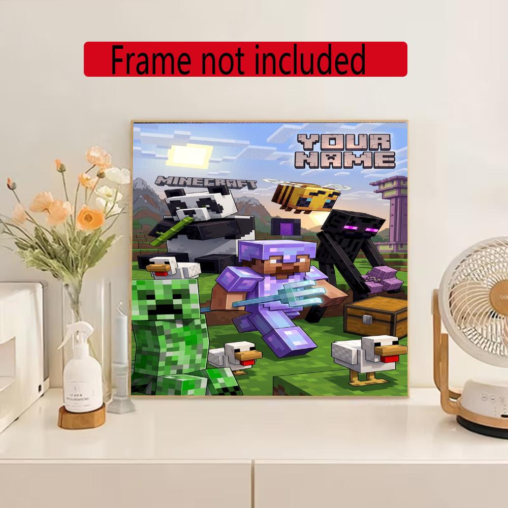 Minecraft Personalized Name Round Diamond Painting Kit Diamond Embroidery Painting Rhinestones Mosaic Frameless Handwork Decoration Arts