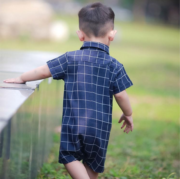 Baby Romper with Front Checkered Baby 100 HY02 [SEIWARAKU] Collar, Cute, Opening, One-Piece, Pattern, Stylish, Pajamas, Shower, Days, Wedding,