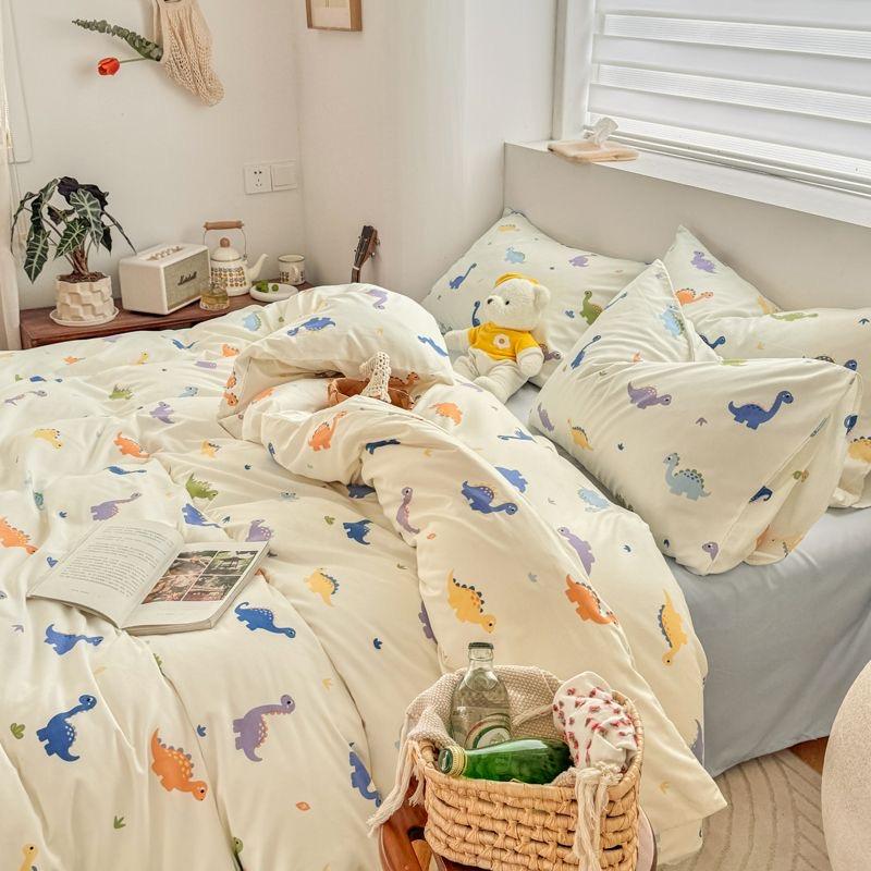 Kids Dinosaur Bedding Sets For Girls Boys  New Single Bed Sheet Set Cartoon Duvet Cover Set Pillowcase Bed Linen No Filler