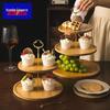 Bamboo Wood Tiered Serving Tray Set