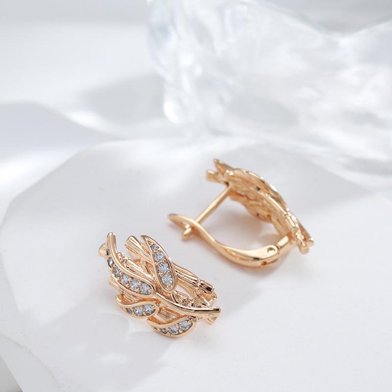 New Hollow Leaf Drop Earrings For Women  Rose Gold Color Unique Romantic Wedding Earrings Fashion Creative Jewelry