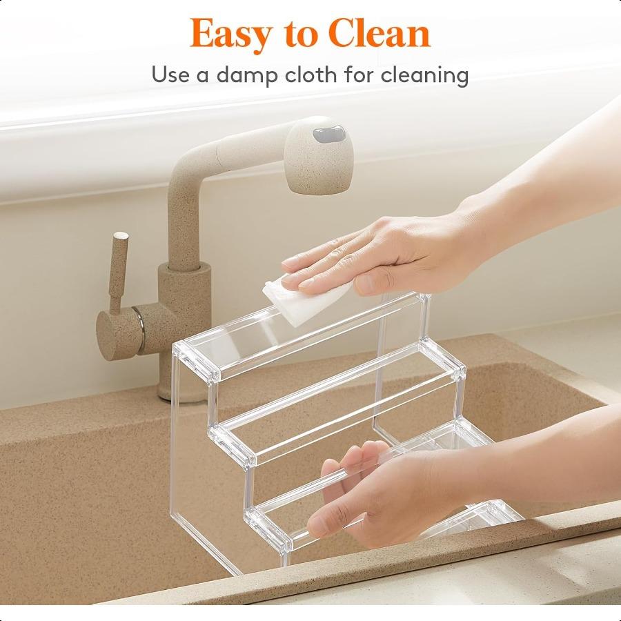 4 Tier Clear Display Risers Stand Plastic Organizers for Figures Cupcake Perfume Dessert Desktop Display Stand for Organize and