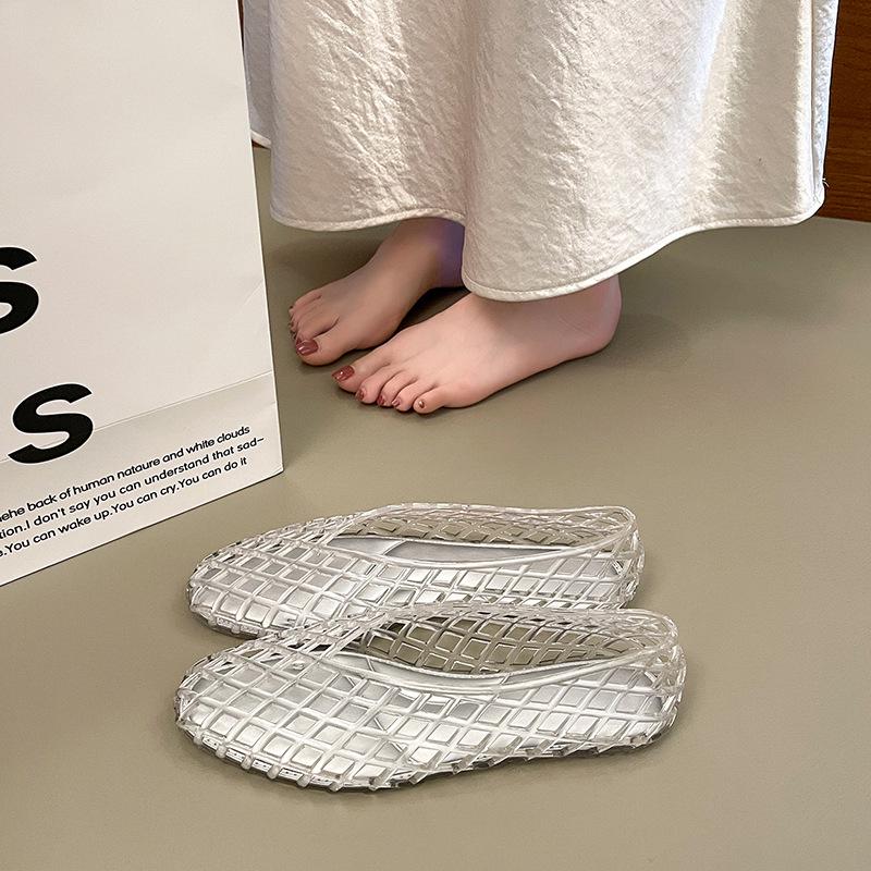 Umweltfreundliche Damen-Mesh-Slipper: Strand-Jelly-Flats mit Hohlgitter-Design