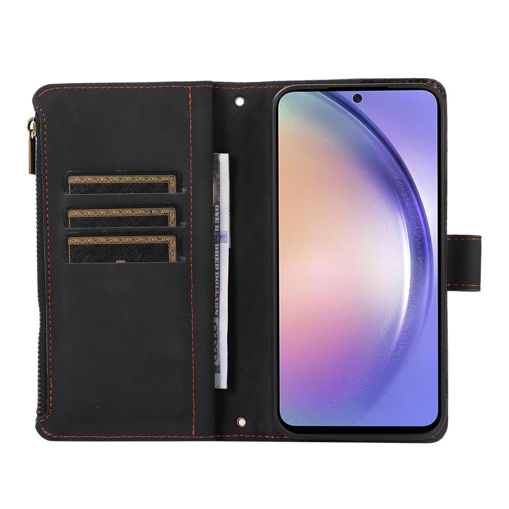 Pro pouzdro Motorola Moto G86 Power 5G s 9 sloty na karty, peněženkou na zip, krytem telefonu z PU kůže s poutkem na zápěstí
