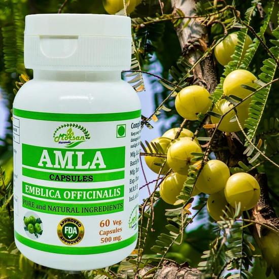 Morsan Nutraveda Amla (Emblica Officinalis) Capsules - 60 Veg. Capsule x 500 mg. | Rich in Vitamin C for Immunity, Skin (1 Pack of 60 Capsules)