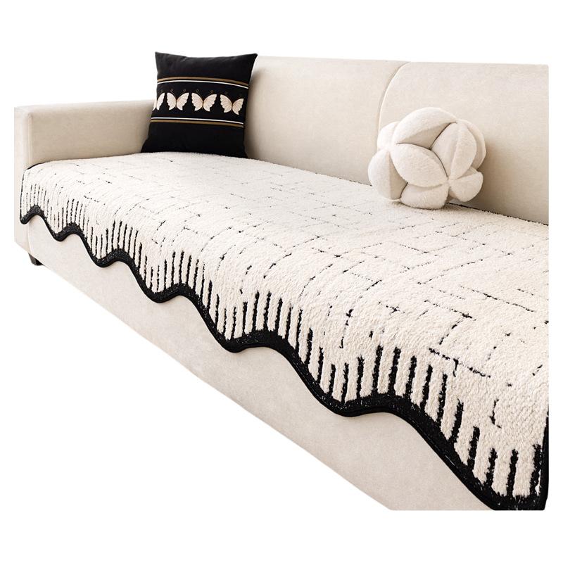 Premium Leather Sofa Cushion Autumn And Winter  New Plush One-Piece Straight Non-Slip Seat Cushion Sofa Cover