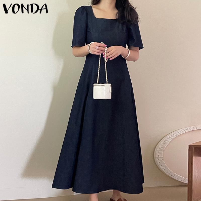 

Женские однотонные платья VONDA с ​​квадратным вырезом и объемными рукавами на талии