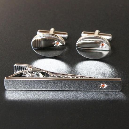 Kamakura Cufflinks Workshop January Birthstone Garnet Cufflinks Tie Pin Set Jset001-a-1