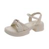 thick-soled pearl sandals, new summer outer wear heightening Roman shoes, bow outer wear soft-soled beach shoes