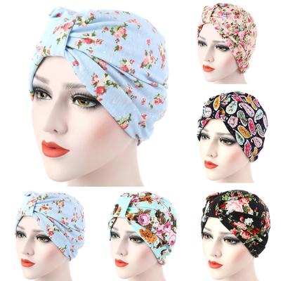 Women Stylish Flower Pattern Stretch Hat Cap Hair Loss Head Protective Cover Case