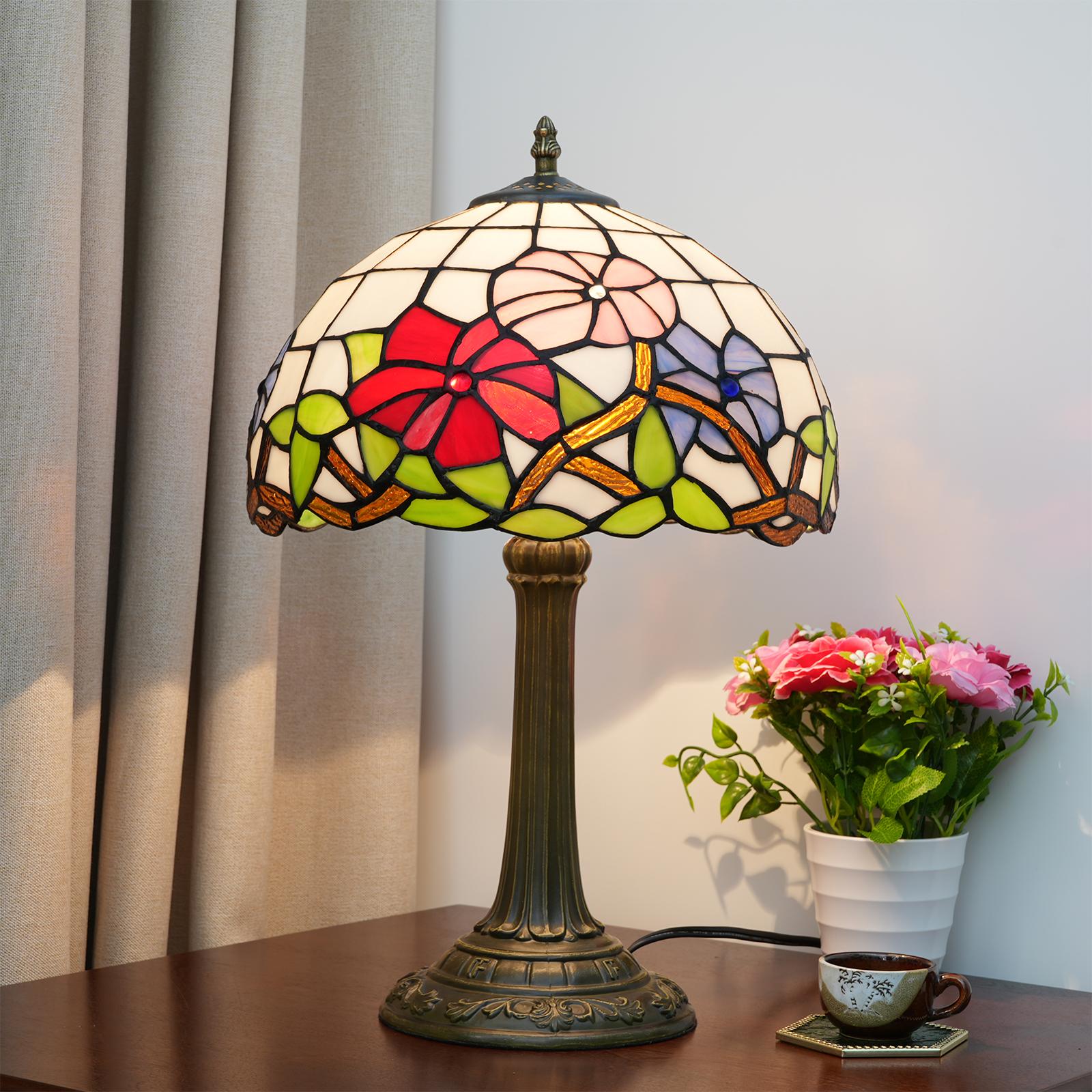 

Traditional Style Table Lamps Stained Glass Blossoming rose Vintage Desk Light Bedroom Mediterranean Restaurant Turkish Home Dec