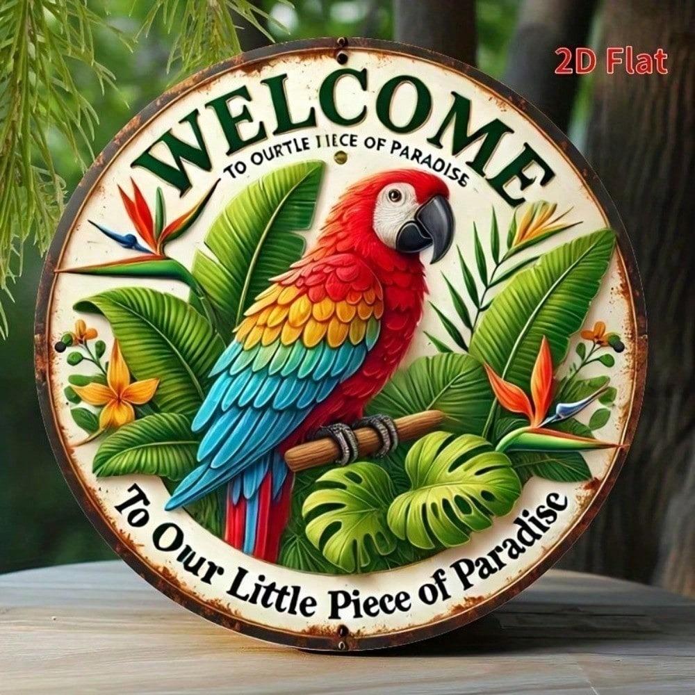 Vintage Metal Tin Sign 8x12 Inch Our Little Piece of Paradise Retro Wall Art Home Decor Kitchen Bar Cafe