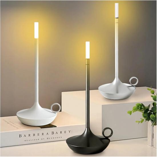 LED Metal Desk Light Touch Switch USB Charging Bedside Decorative Light Bar Atmosphere Creative Candle Desk Light Vintage Lamp(Grey)