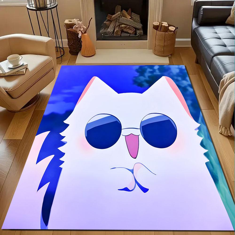 Cool Cat with Sunglasses Patterned carpet, non slip mat suitable for living room and bedroom sofas
