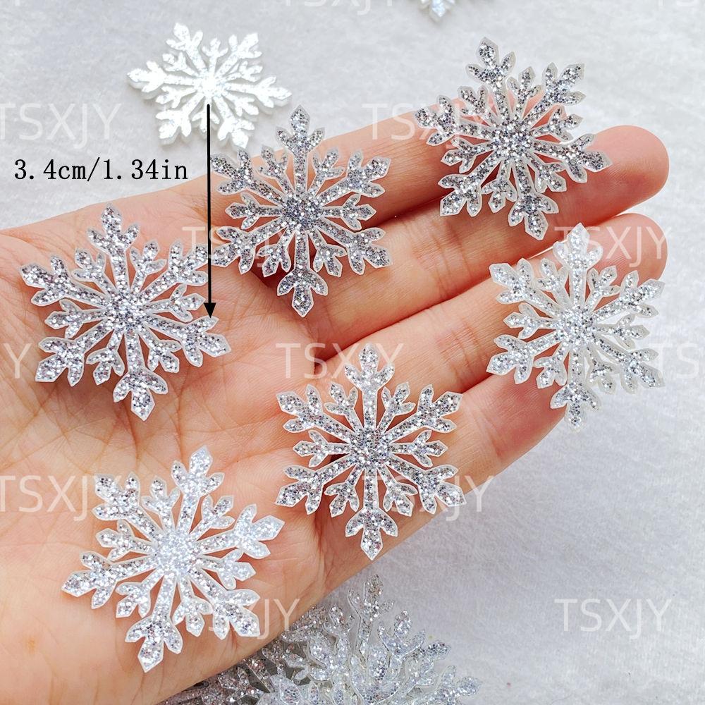 6PCS Sparkling Acrylic Christmas Snowflakes Scrapbook DIY Jewelry Decor Crafts Accessories