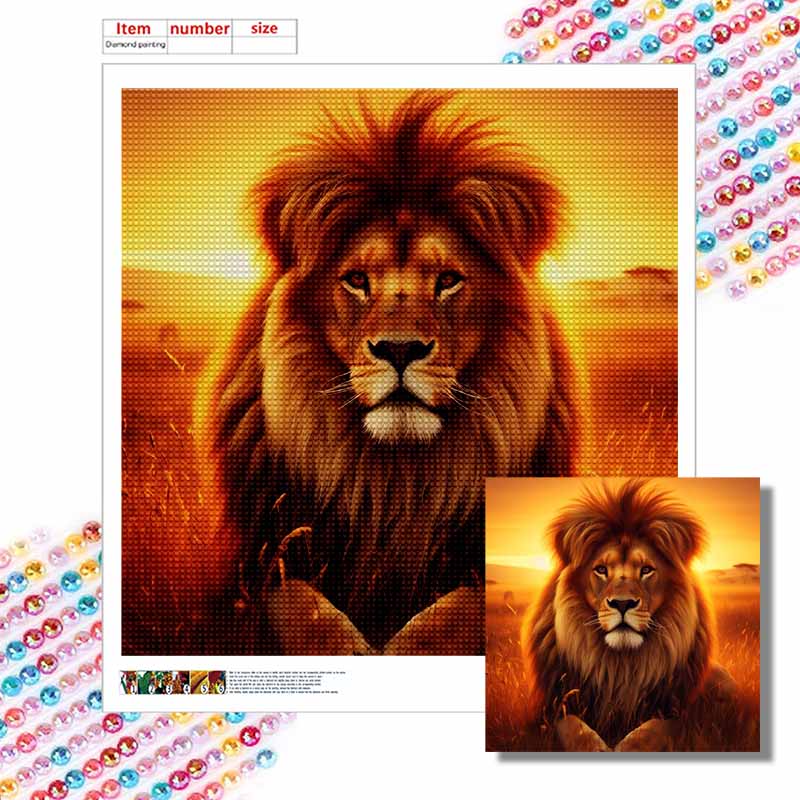 Neu eingetroffen 5D DIY Vollkreis Diamantmalerei "Löwe" Stickerei Kreuzstich Heimdekoration Geschenk