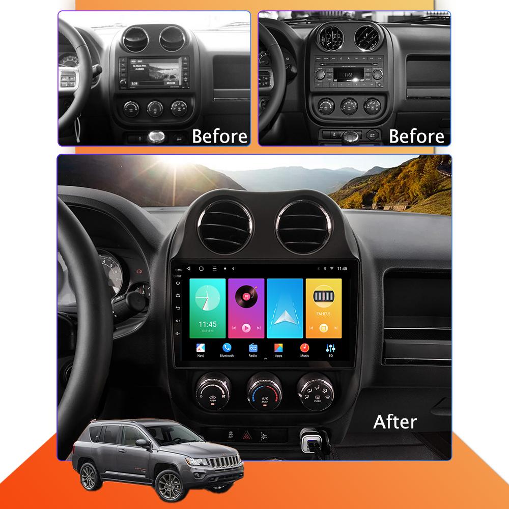 Autorádio Android Auto Carplay Pro JEEP Compass 2009-2016 Multimediální Přehrávač Hlavní Jednotka Stereo GPS Navigace BT WIFI 1+16GB