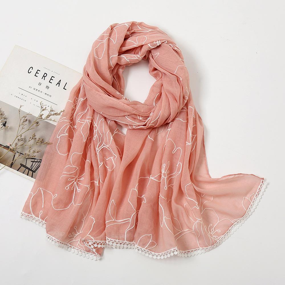 Small fresh medium and retro blue and white porcelain cotton and linen feel scarf, Bali yarn silk scarf, blue flower shawl women