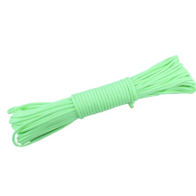 10M Luminous Rope 9 Strands 4mm Paracord Nylon 550 Tent Cord Outdoor Parachute Lanyard Camping Survival EDC Glow in The Dark