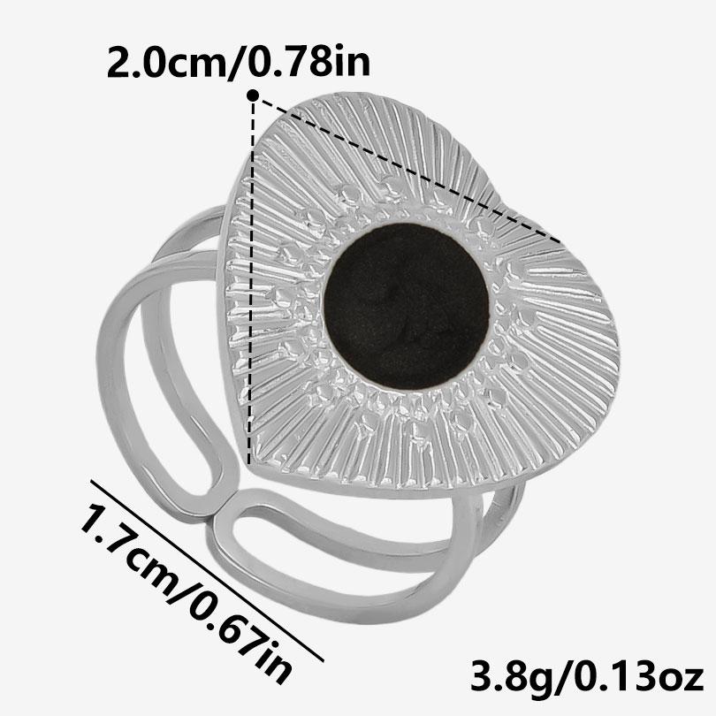 Different Style Silver Color Ring Black Oil Drop Open Adjustable Stainless Steel Rings For Women Men Accessories Enamel Jewelry