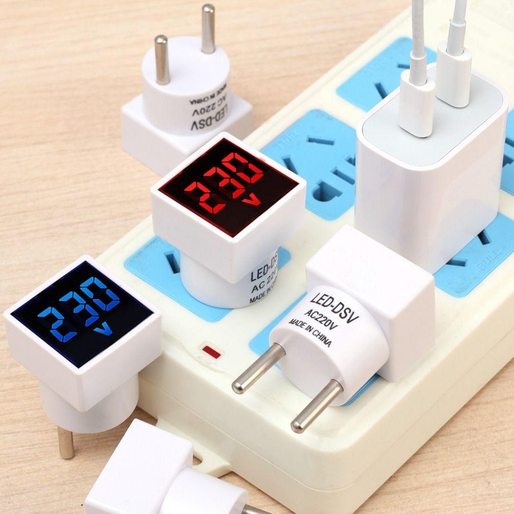 50-500V Test Indicator Light Voltmeter EU Plug Car Motorcycle Detector Durable Digital Voltmeter