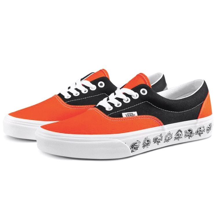 Vans Era Skull Print Retro Casual Low-Top Canvas Shoes Unisex Sneakers Black Orange VN0A38FRT5M