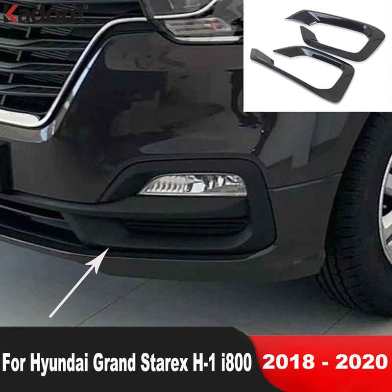 For Hyundai Grand Starex H-1 i800 2018- Carbon Fiber Car Front Fog Light Lamp Cover Trim Foglight Bezel Trims Accessories