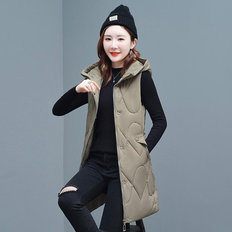 

Осенне-зимний пуховый хлопковый жилет женский средней длины приталенный и тонкий хлопковый плащ большого размера жилет куртка 4XL