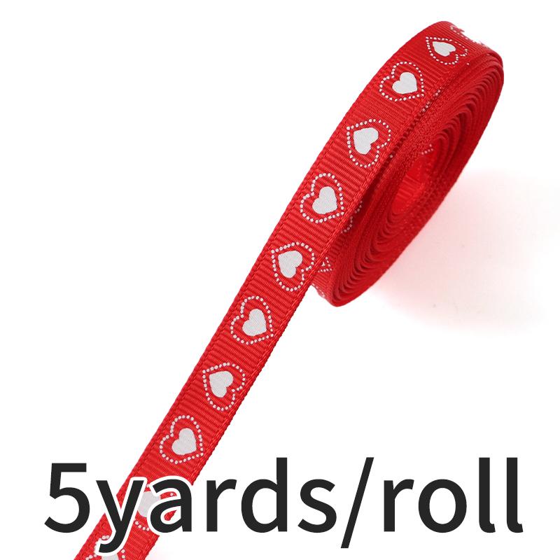 

(5 Yards/pack)10mm Valentine s Day Decoration Ribbon Gift Bouquet Packaging Material Printing Grosgrain Ribbons Gift Box Holiday 10mm