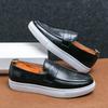 Big Size New Shoes for Men Leather Casual Shoes Spring Slip-On Loafers Round Toe Flat Leisure Shoes