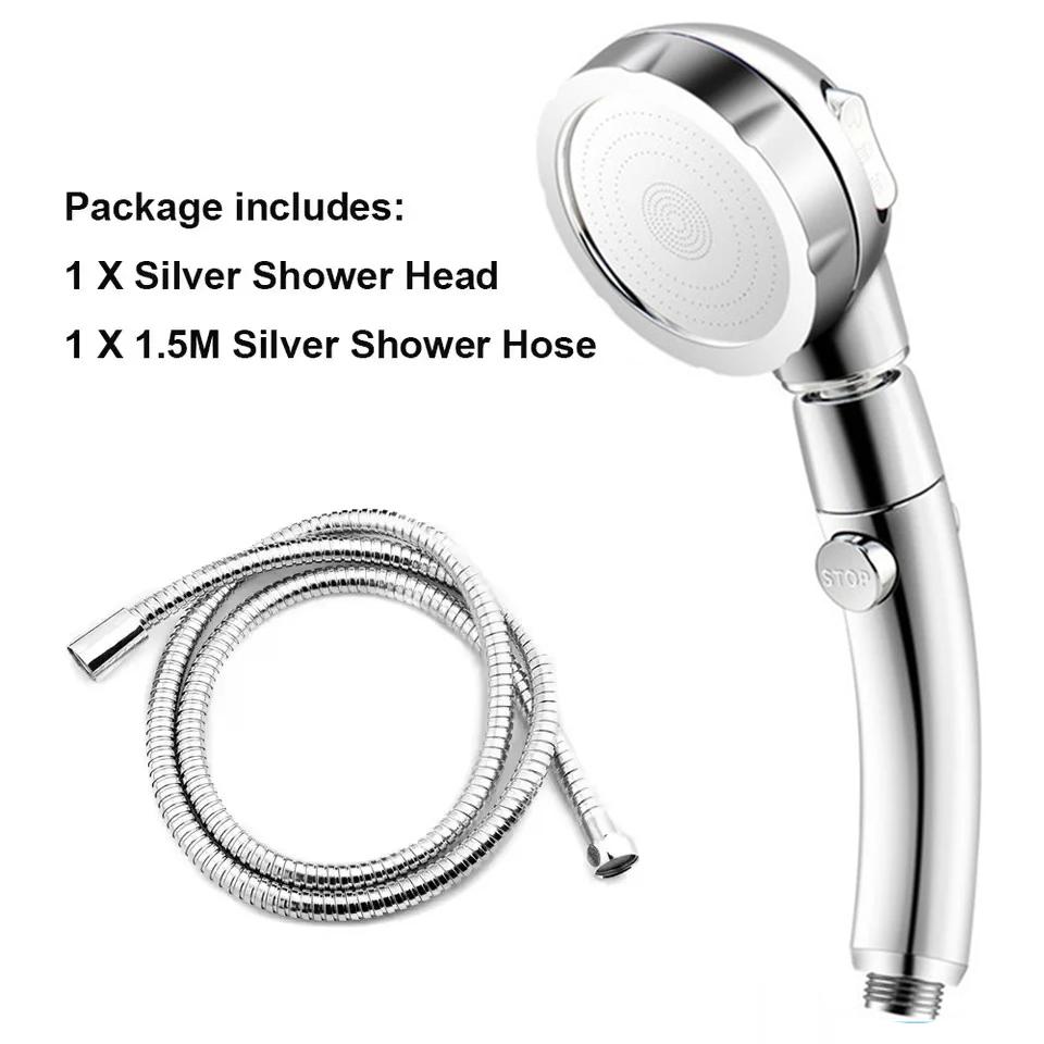 Golden 3 Modes High Pressure Shower Head Set With Hose and Holder Large Flow Rainfall Handheld Shower Faucet Bathroom Accessoies