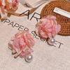 Delicate Pink Large Flower Earrings for Women Girls Fashion Imitation Pearl Pendant Earrings Christmas Jewelry Accessories