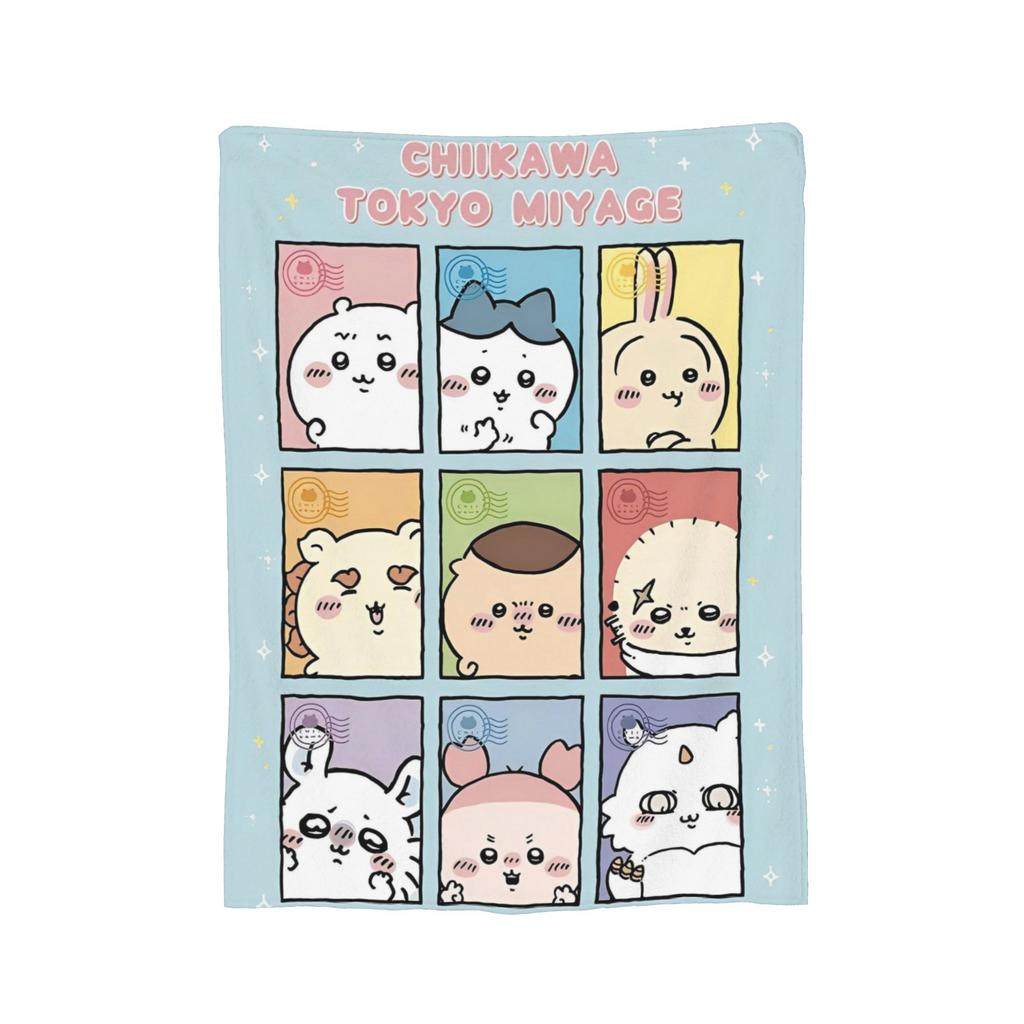 C-Chiikawaa White Momonga Blankets Fleece Spring/Autumn  Multi-function Super Warm Throw Blankets for Bedding Couch Rug Piece