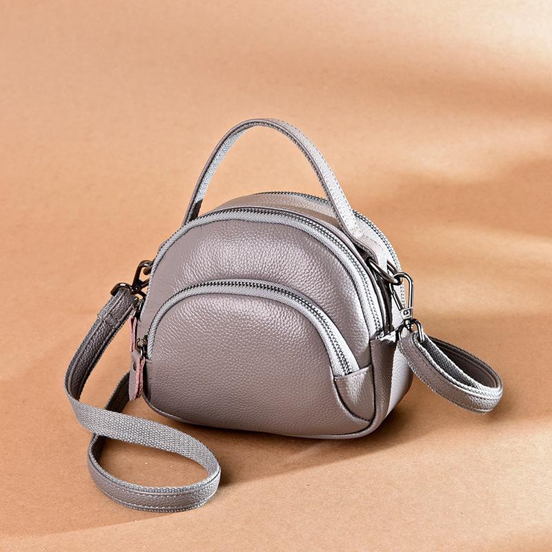 Women's leather medium mother bag fashion first layer cowhide handbag simple casual shoulder messenger bag soft leather bag