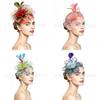Vintage Bridal Feather Headpiece With Colorful Mesh Flower For Weddings And Parties
