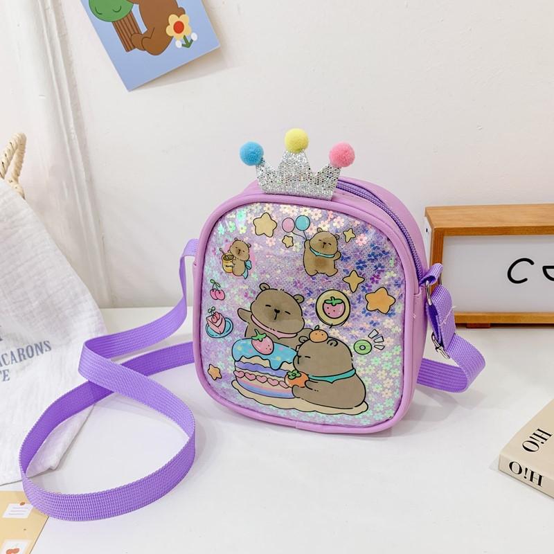School Bag Children's Backpack Mini Pu Princess Sequined Shoulder Backpack Children's Accessories Bag Cartoon Change Bag