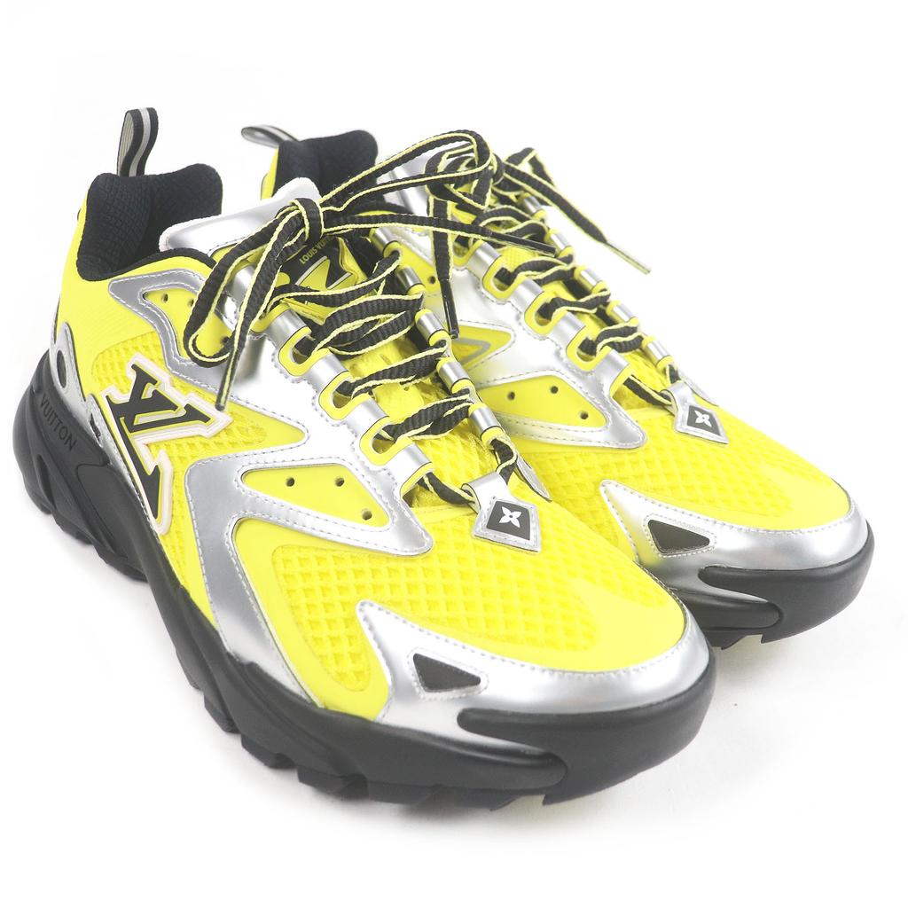 Pristine LOUIS VUITTON Sneakers LV Tatic Line Yellow Silver Mesh Mens 7.5 1AA3A8 Used