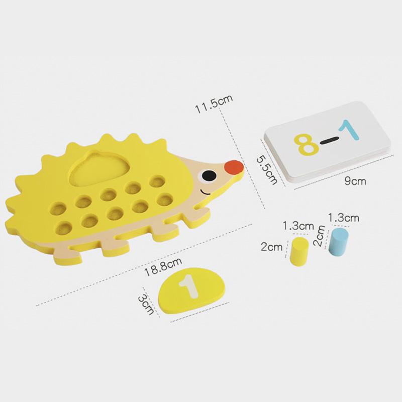 Children's Wooden Hedgehog Ten Digit Counter Ten Grid Game Addition Subtraction Operation Math Toy Number Cognitive Teaching Aid