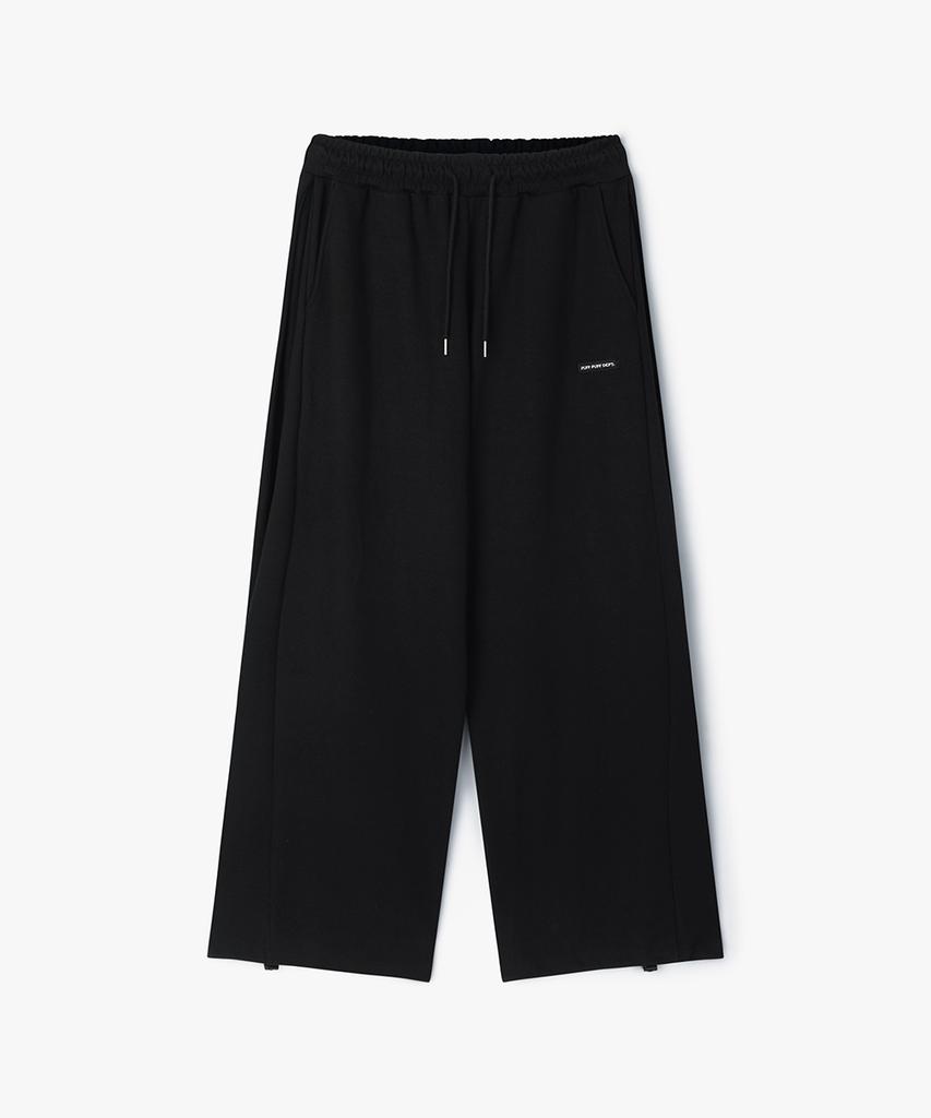 Peopeupeopeudebteu Side Pleats Wide String Sweat Pants Black