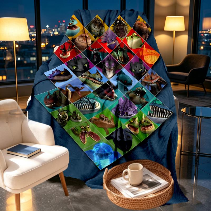 How to Train Your Dragon Print Blanket - Soft & Comfortable, for Bedroom, Travel, Sofa, Home Decoration - Birthday Christmas Gift for Friend