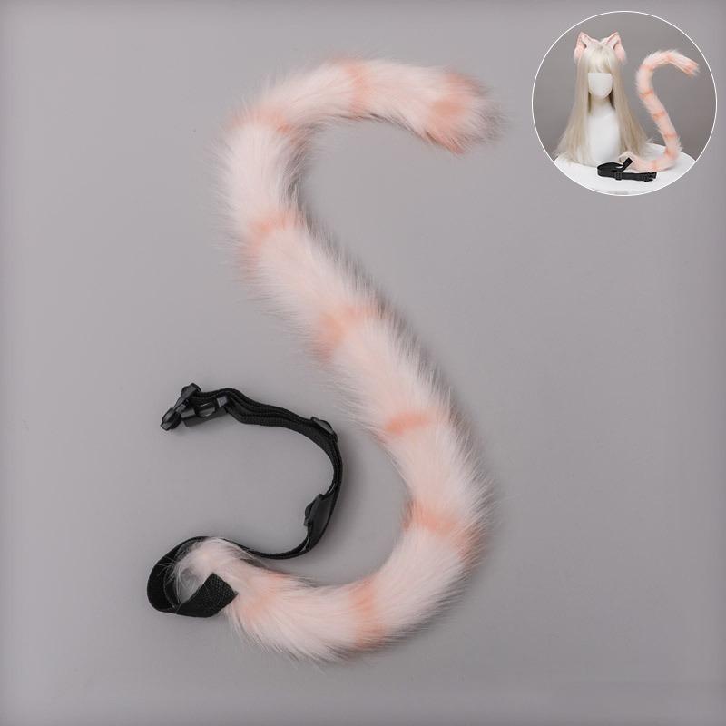 Three Flowers Orange Cat Ears Animal Ears Headband Handmade Plush Lolita Cat Ears Kc Comic Show Cat Lady Cos Cat Tail Set