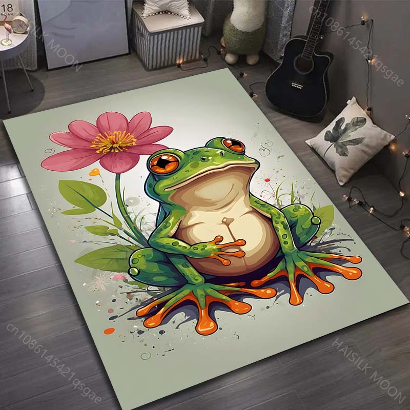 Mushroom and Frog Meditation Print Carpet for Living Room Bedroom Sofa Doormat Decor Area Rugs Non-slip Floor Mat Large Size