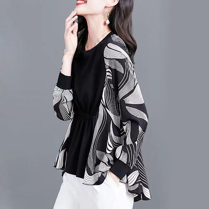 WTEMPO Autumn Women Chiffon Shirts Puff Sleeve Korea Elegant Tops and Blouses Casual Tops Black